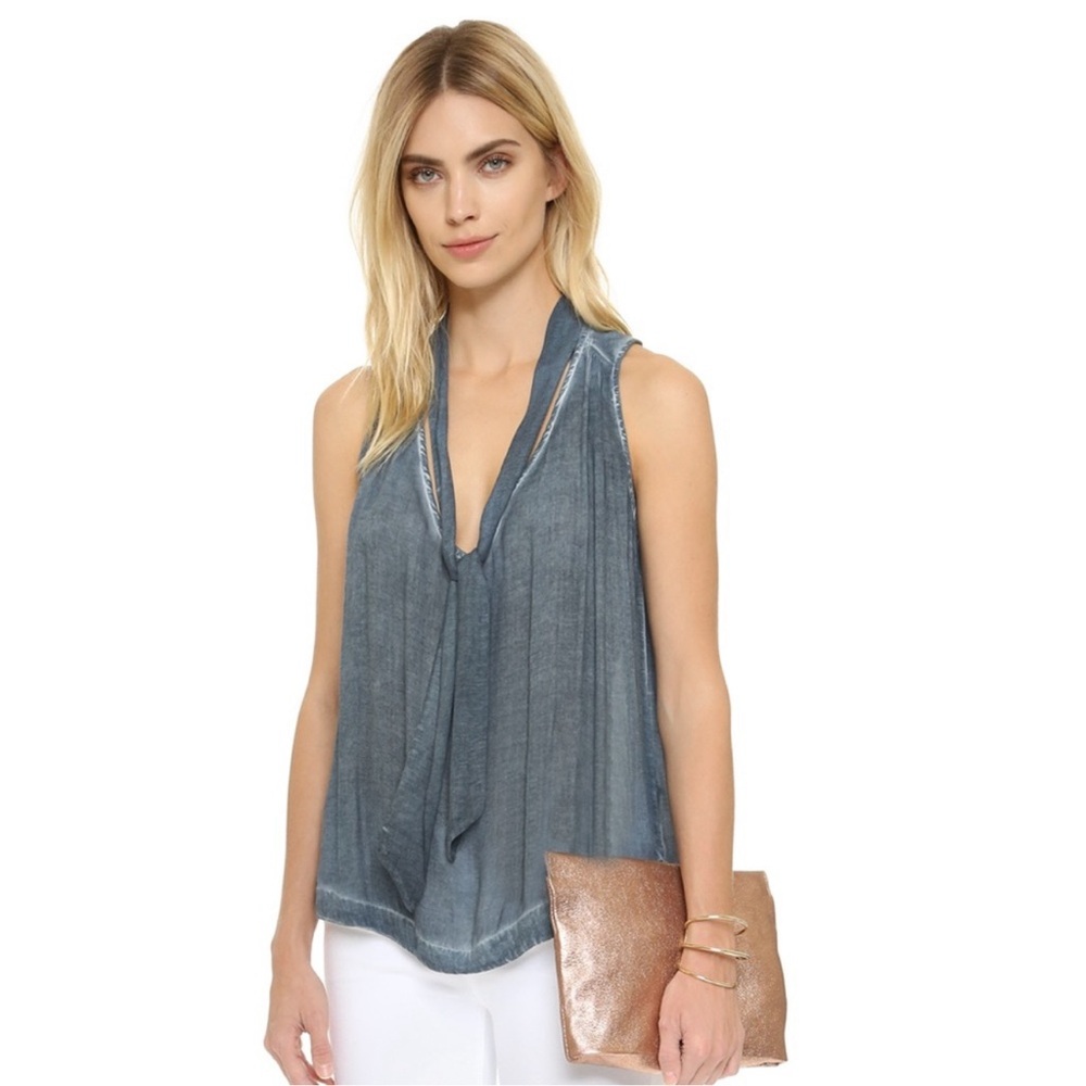 Free people high low hem tank tie neck
